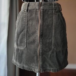 Hollister Olive Green Corduroy Ultra High-Waisted Mini Skirt, Size 1